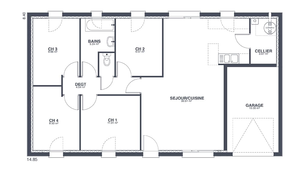 Plan Rez-de-chaussée Montargoises Family